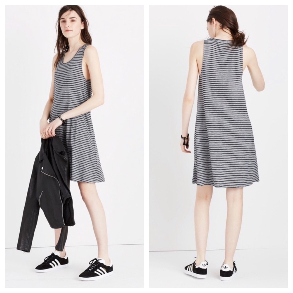 Madewell | Highpoint Striped Tank Dress Gray Black